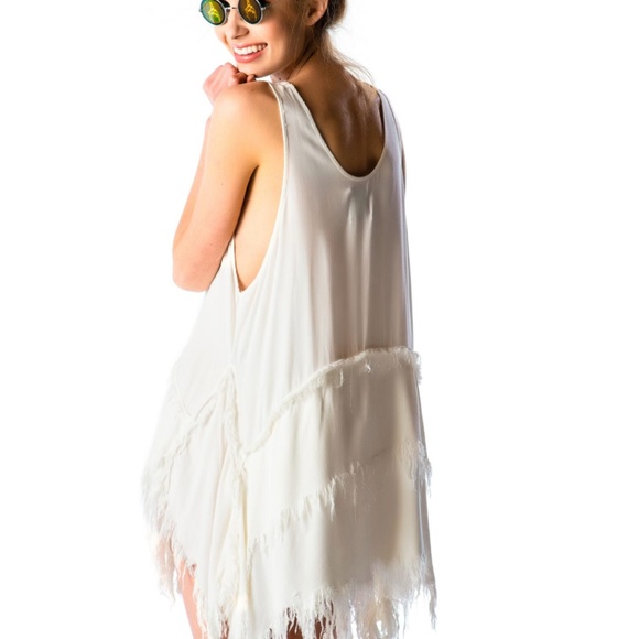 UNIF Stray white raw hem dress size s - Picture 2 of 3